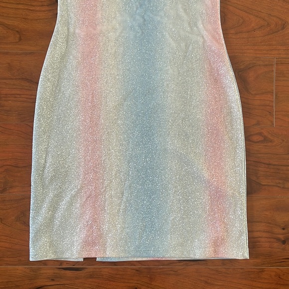 Jump Apparel Pastel Colored Spaghetti Strap Glitter Sparkly Mini Dress - Picture 9 of 10